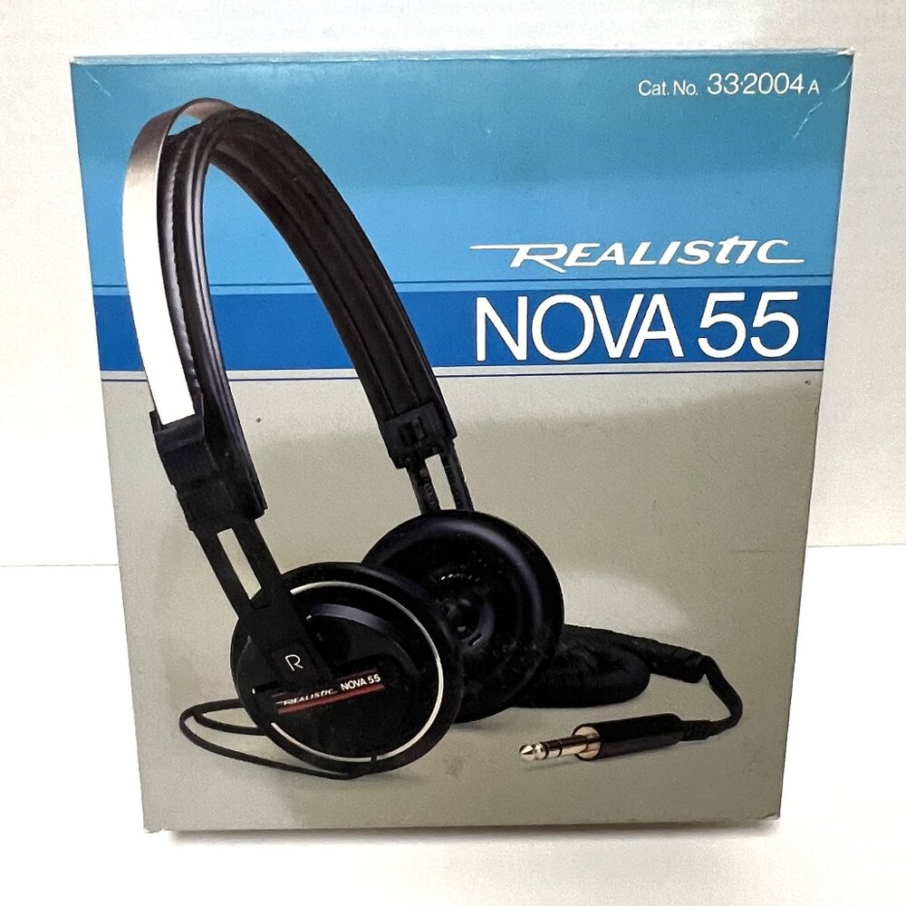 Vintage Realistic Nova 55 Headphones 1980s 1/4" Plug Coiled Cable